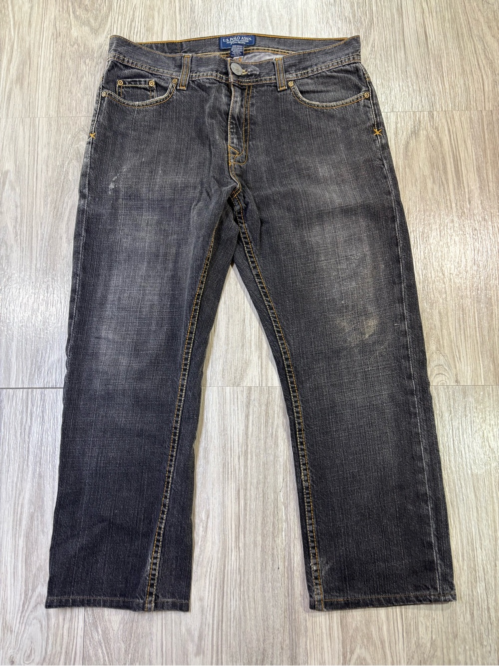 U.S. Polo Assn. Mens Dark Wash Denim Jeans Contrast Stitch 33x30 Y2K Era Vintage
